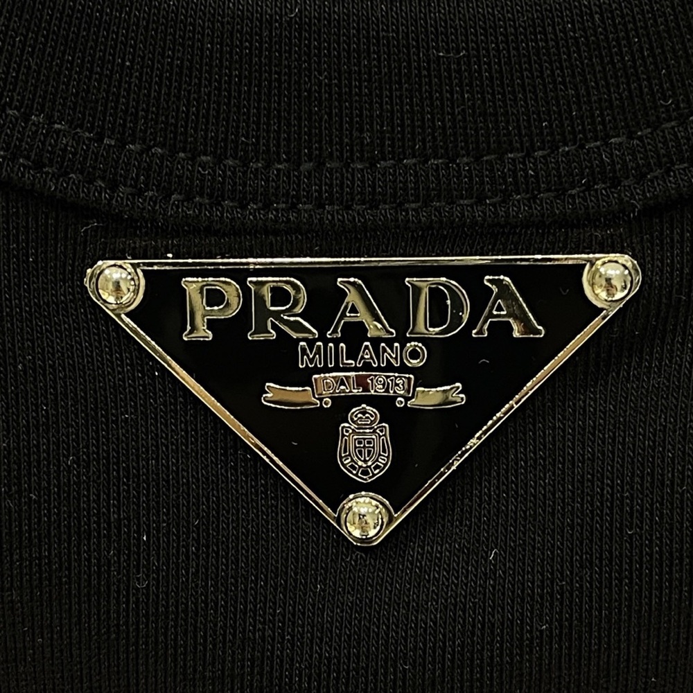 Prada Black Triangle Logo Ribbed Plain Knit Cropped Vest, Crop Top - Picture 3 of 7